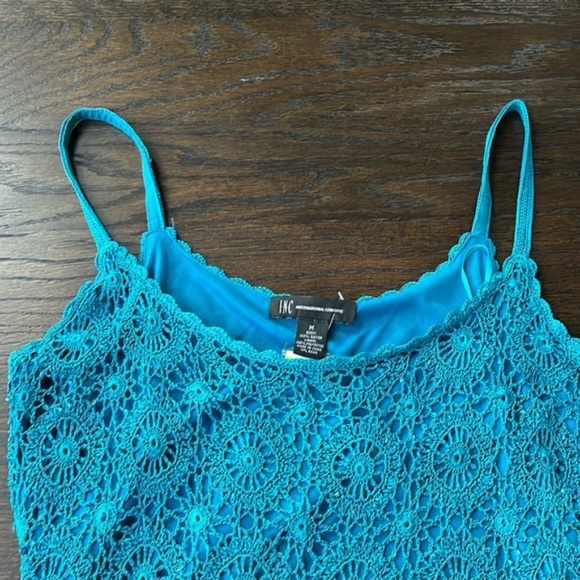 INC International Concepts Tank Top NWT โ Size M โ Peacock Blue Crochet - Picture 6 of 11